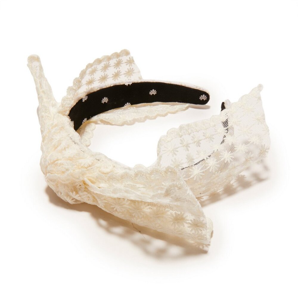 Lele Sadoughi IVORY SHIRLEY LACE RIBBON HEADBAND NWT